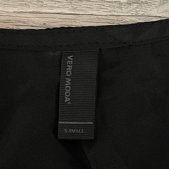 🌺 Vero Moda Jo Tira Satin High Low Black Sleeveless Scoop Neck Slip Dress XS - Picture 7 of 11